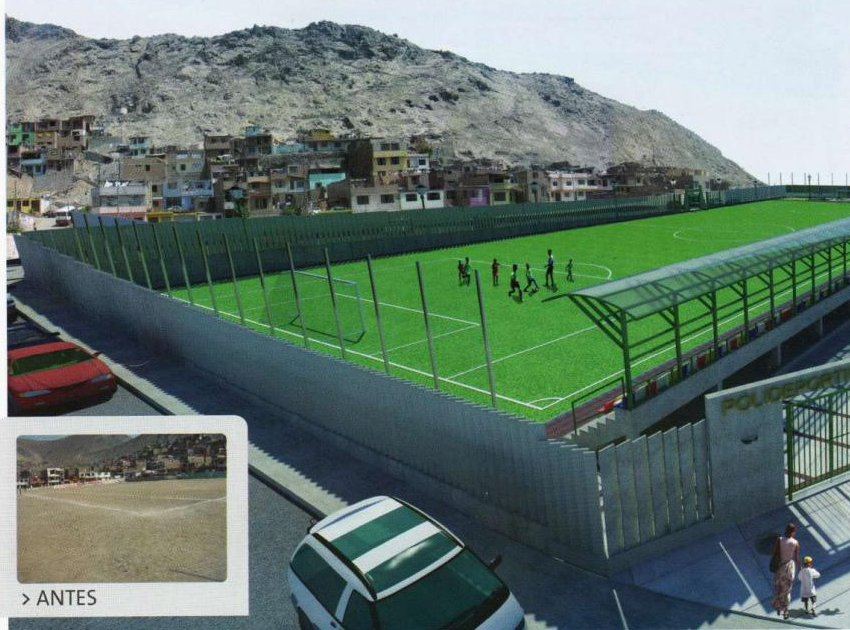 Estadio Municipal Manuel Correa en Santa Rosa de Quives, antes y después